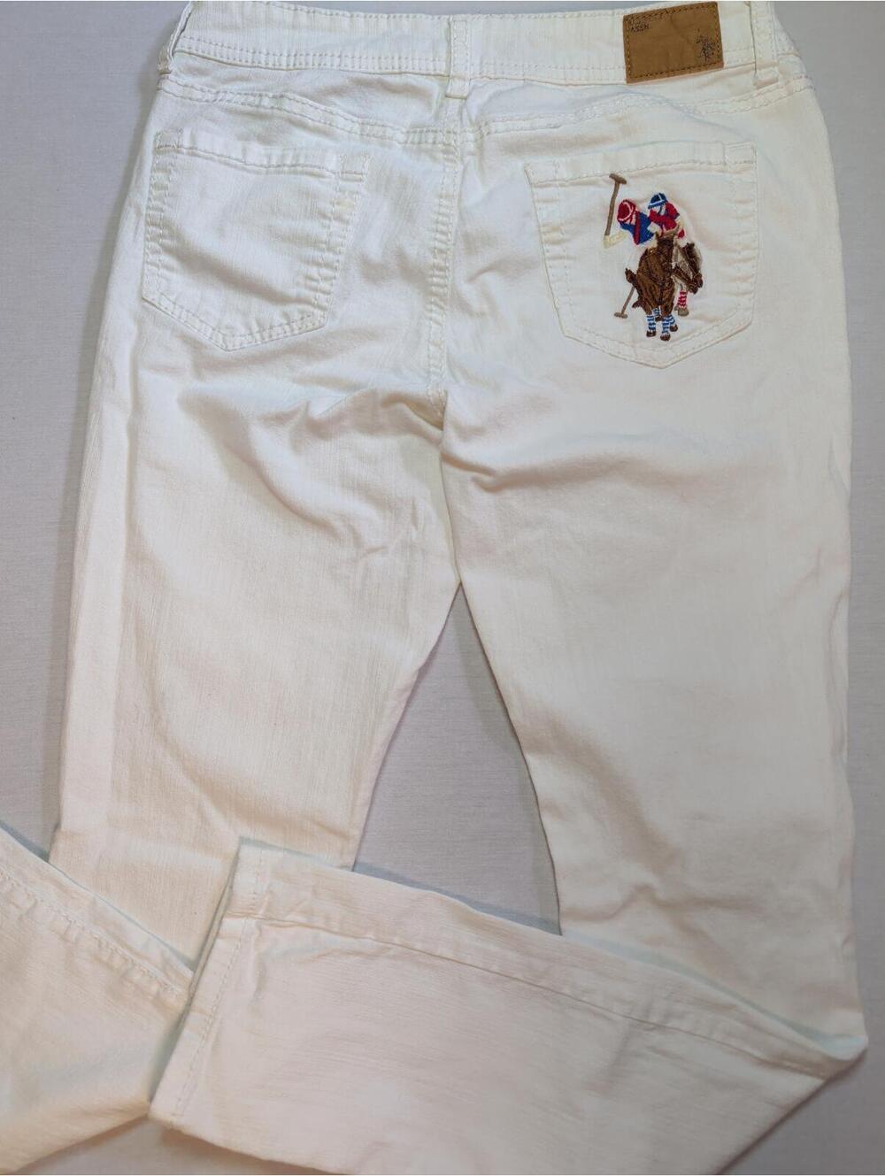 Vintage 90's U.S. Polo Assn. White Denim Jeans with Embroidered Polo Pocket Sz.9